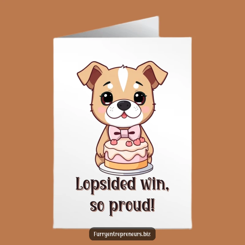 Free Printable Congrats Card: Lopsided Cake Dog, Hilarious Downloadable Dog Gift