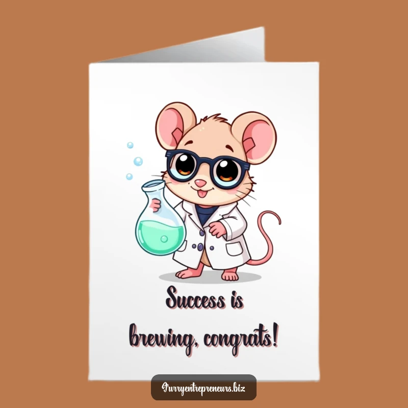 Free Printable Congrats Card: Mouse's Scientific Success Potion, Humorous Downloadable Gift