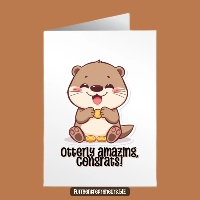 Free Printable Congrats Card: Otter Counting Coins, Perfect DIY Funny Downloadable Gift