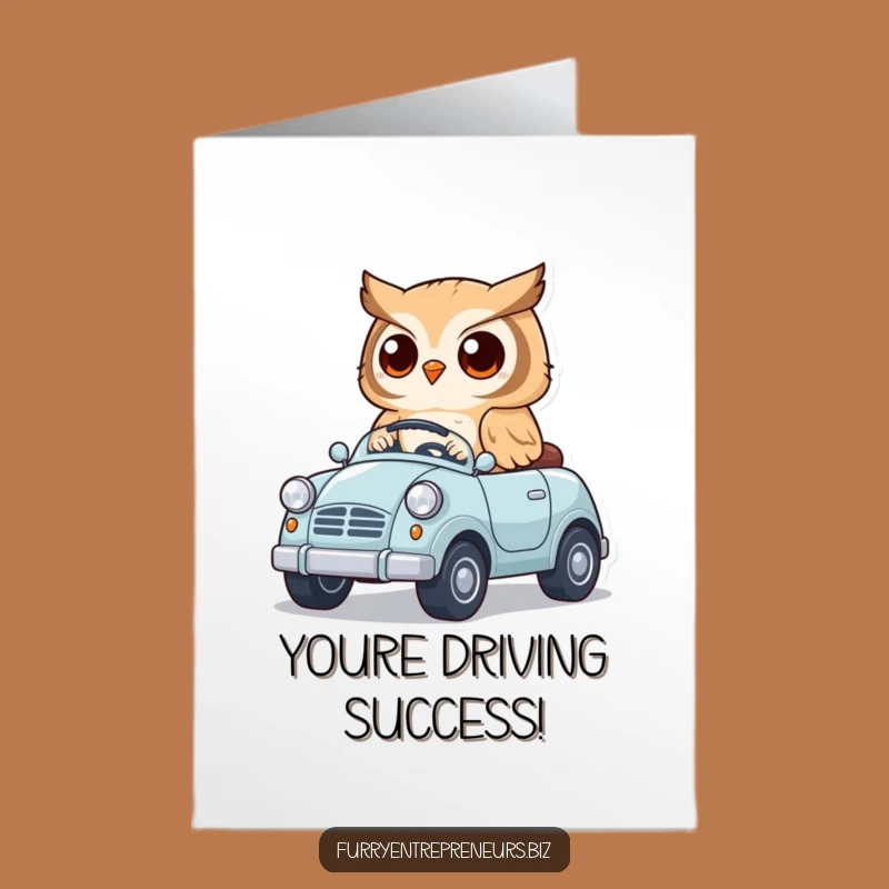 Free Printable Congrats Card: Owl Driver Celebrates Your Win!