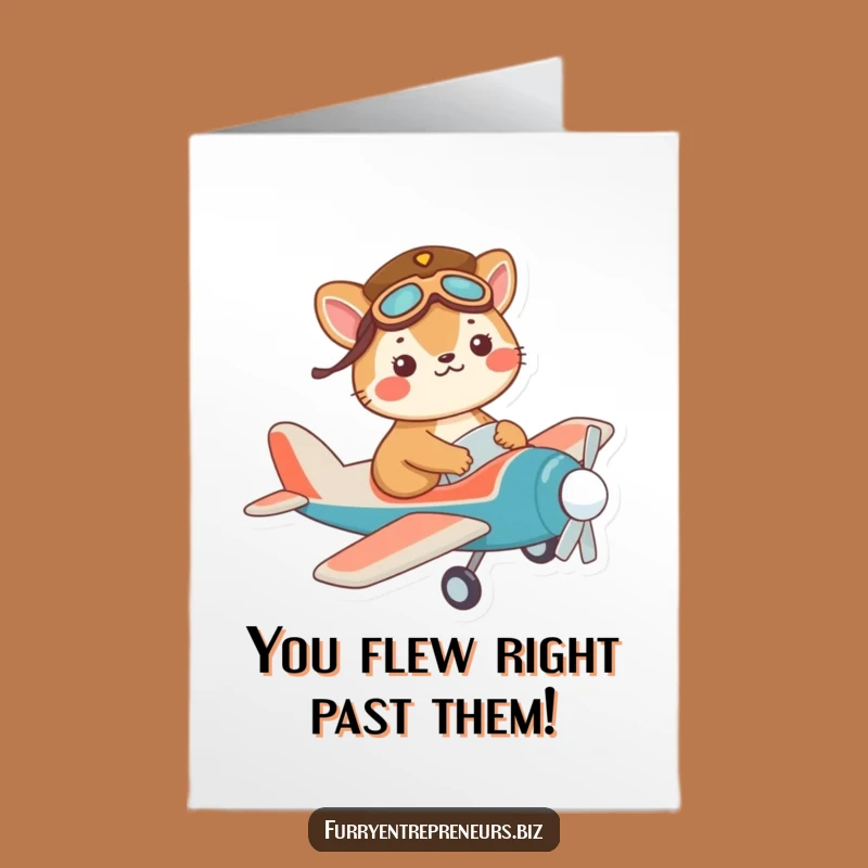 Free Printable Congrats Card: Pilot Animal Flies High Celebrating Your Success