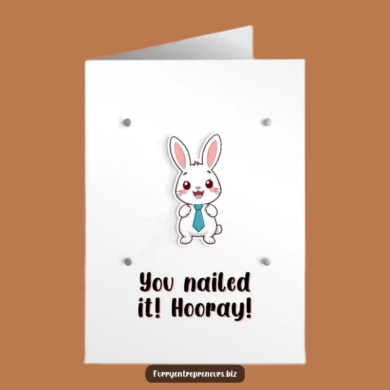 Free Printable Congrats Card: Rabbit Presenter - Funny Achievement DIY Gift