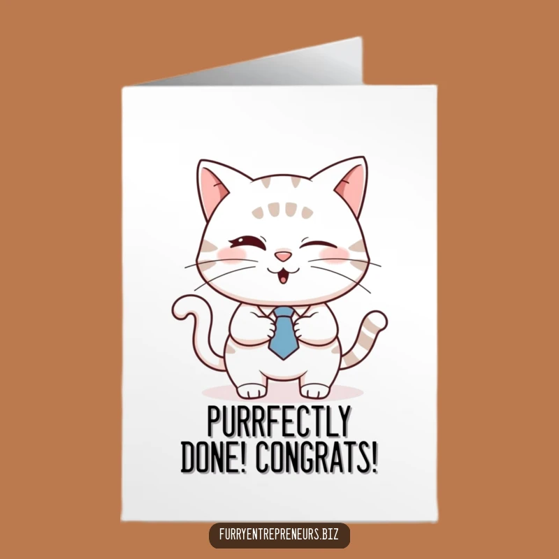 Free Printable Funny Congrats Card: Winking Cat Handshake - Downloadable Deal Maker