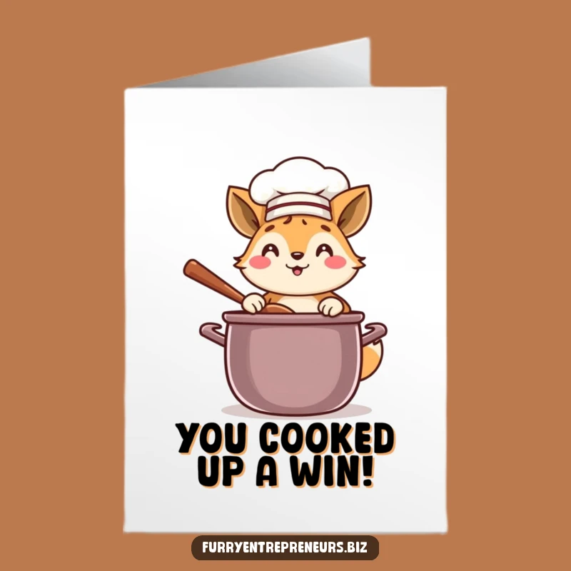 Free Printable Congrats Card: Cheerful Chef Animal Celebrates Your Big Achievement