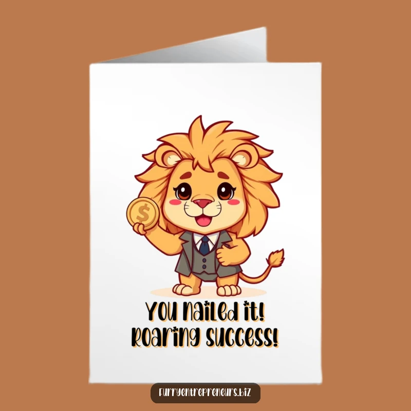 Free Printable Congrats Card: Brave Lion in Suit, Perfect Funny Downloadable Gift