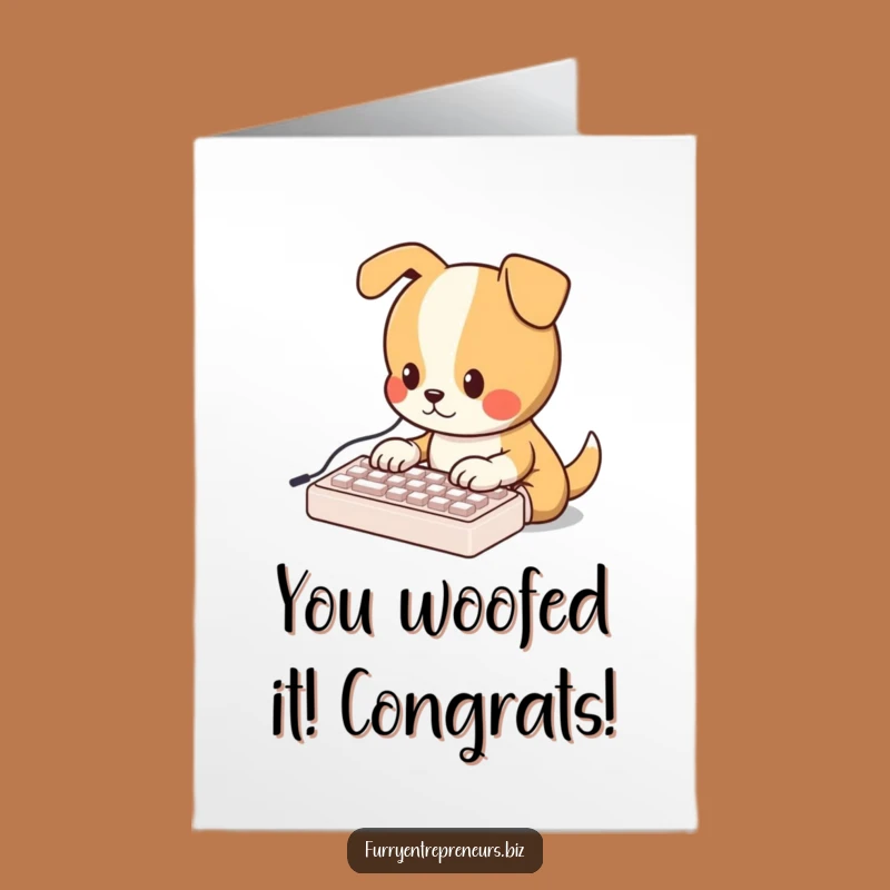 Free Printable Congrats Card: Typing Dog - Funny Tech Achievement DIY Gift