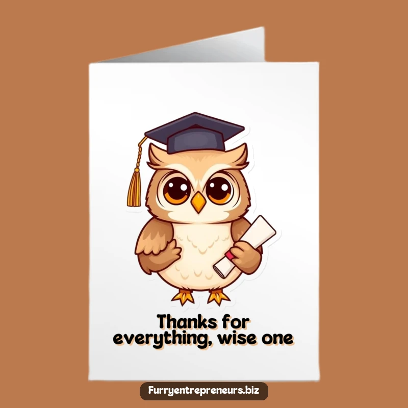 Free Printable Funny Thank You Card: Owl Grad - Express Gratitude with Wise Humor