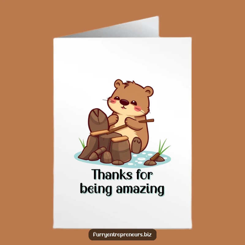 Free Printable Thank You Card: Beaver's Helpful Dam, Funny Downloadable Gratitude