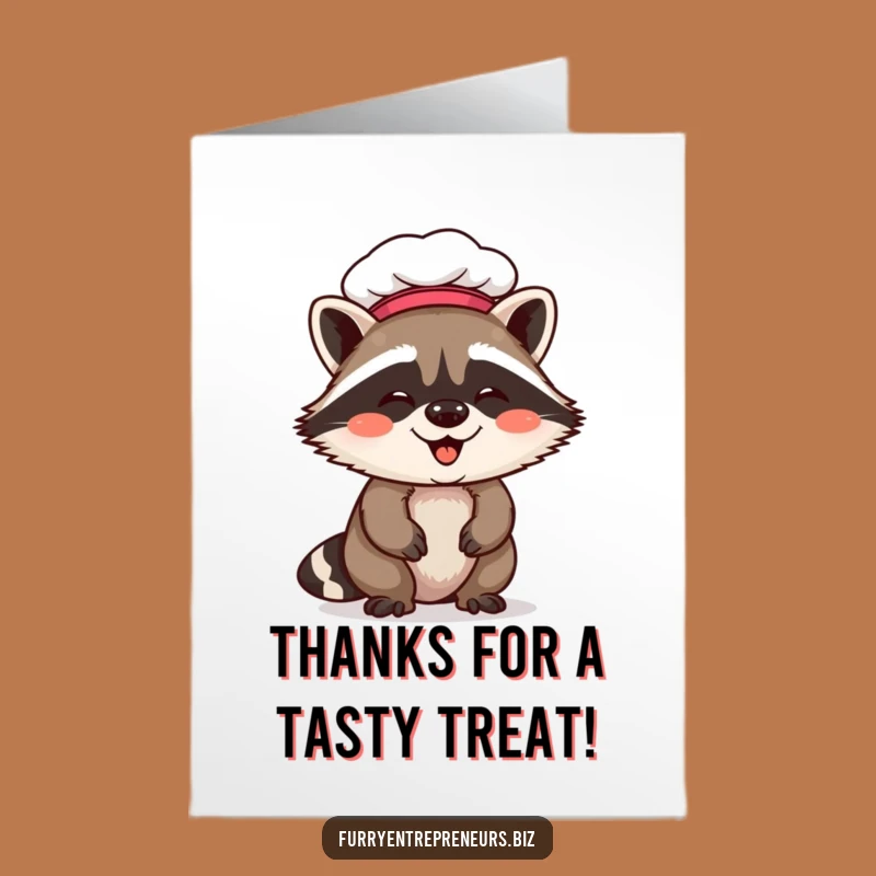 Free Printable Thank You Card: Chef Raccoon Giggles Thanks Funny Downloadable Gift