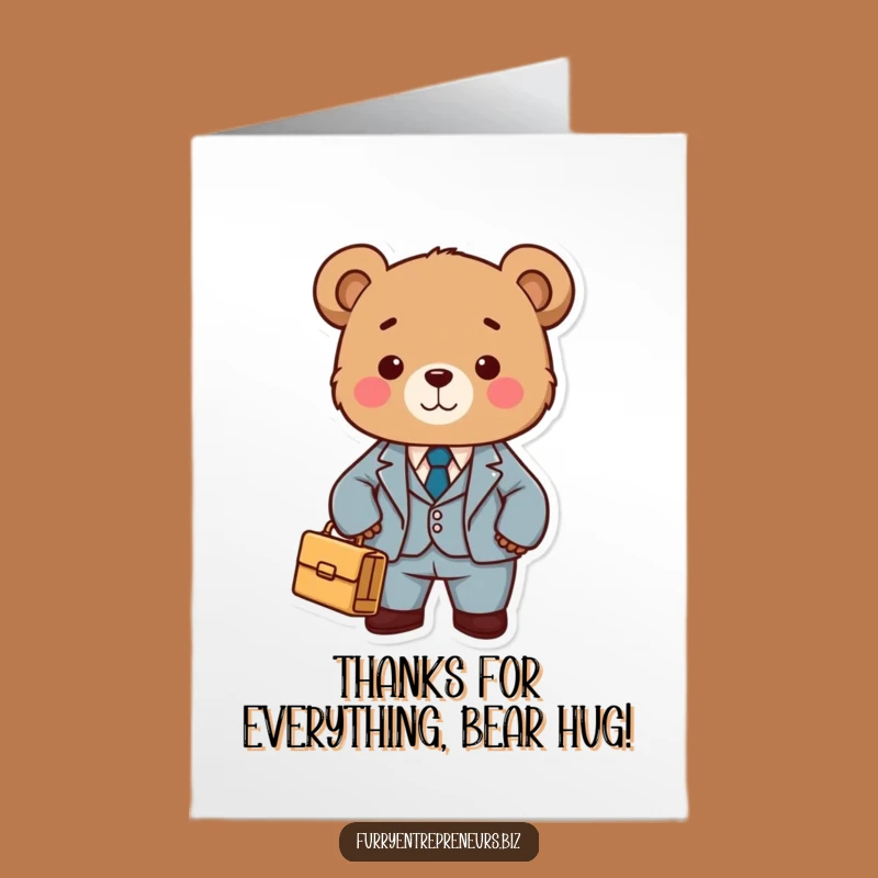 Free Printable Thank You Card: Dapper Bear Expressing Gratitude DIY Gift