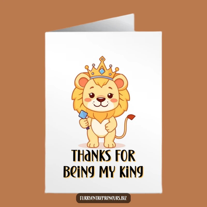 Free Printable Thank You Card: Majestic Lion Crown Scepter Funny Downloadable Gift