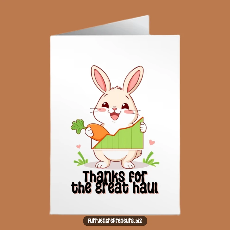 Free Printable Thank You Card: Rabbit Shows Appreciation! Funny Design Downloadable Gift