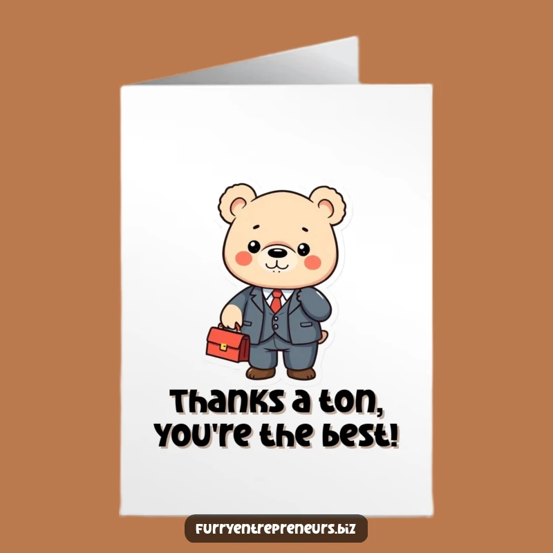 Free Printable Thank You Card: Suit Bear Gratitude Downloadable