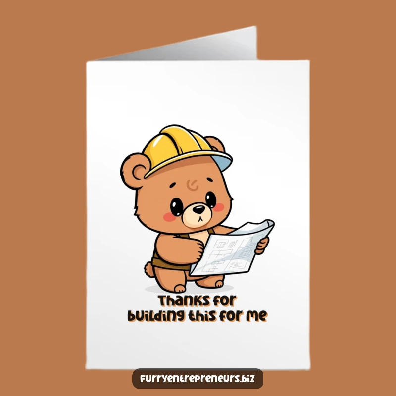 Free Printable Bear Thank You Card: Blueprint Appreciation Humor Downloadable