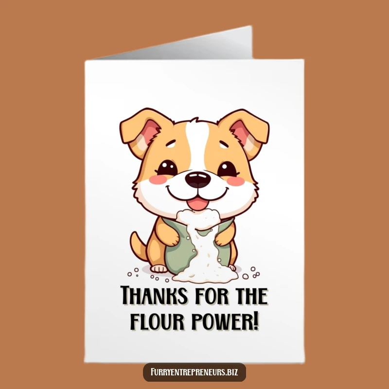 Free Printable Thank You Card: Mischievous Flour Dog, Hilarious Downloadable Dog Gift