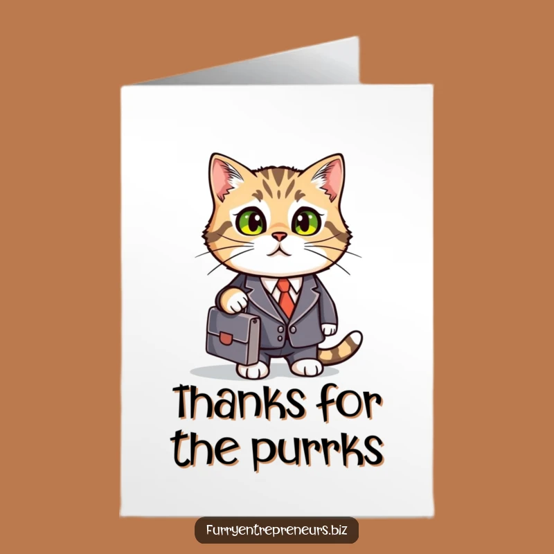 Free Printable Thank You Card: Business Cat's Gratitude - Humorous Downloadable Gift