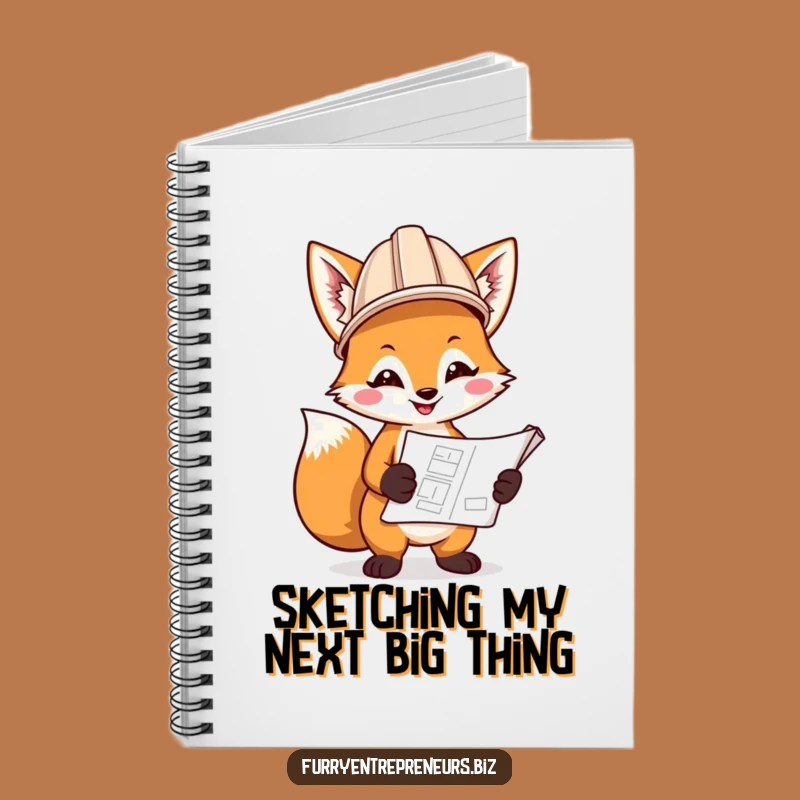 Funny Fox Planner Notebook: Hard Hat Fox With Blueprint, Perfect For Ideas Funny Gift!