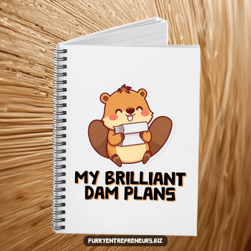 Funny notebook featuring a beaver balancing a stack of papers, perfect for note-taking and organization with a blend of office humor.