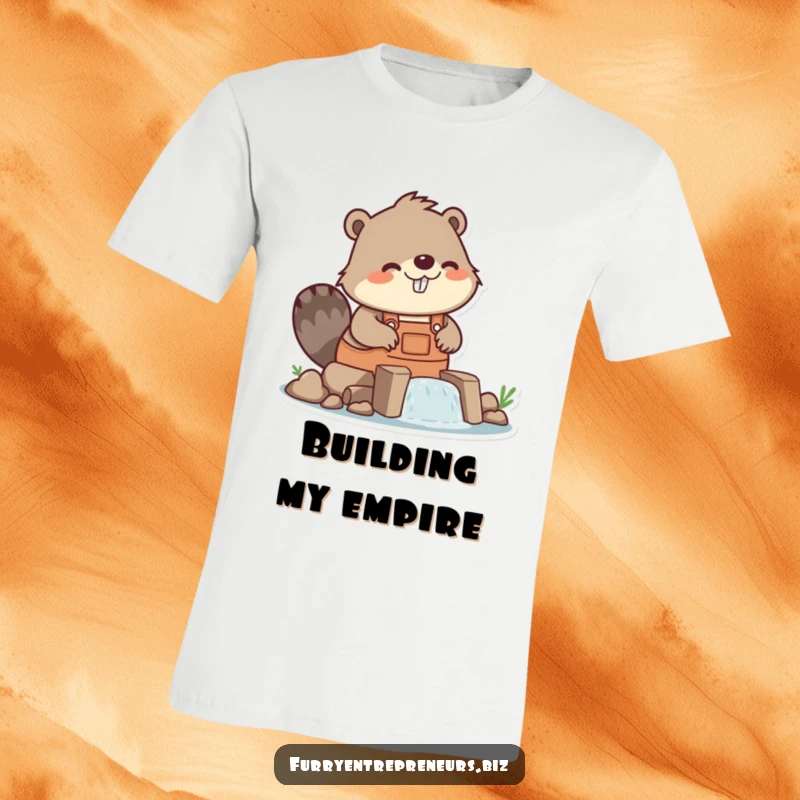 Funny beaver character wearing overalls, building a dam, construction humor t-shirt, hard work and fun, great funny gift.