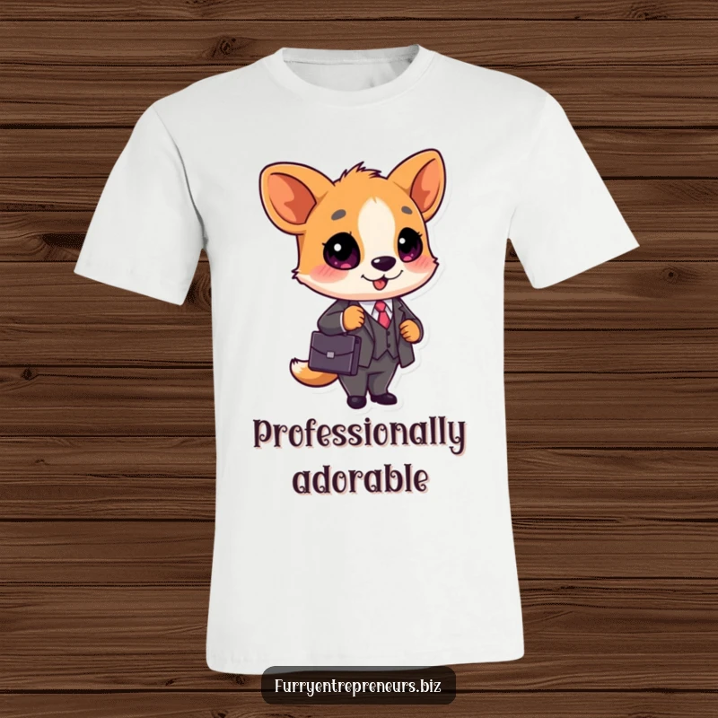 Funny Business Animal T-Shirt: A cute animal in a business suit with a briefcase, ready for the corporate world, offering a witty funny gift.