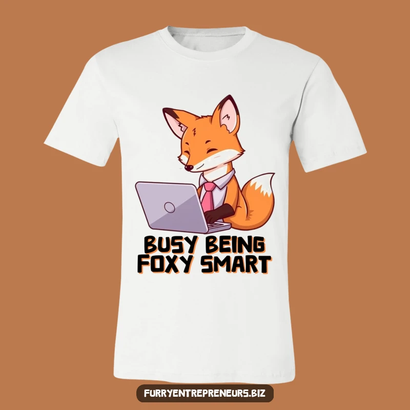 Funny Fox Tie Laptop T-Shirt - Business Casual & Witty Graphic Tee