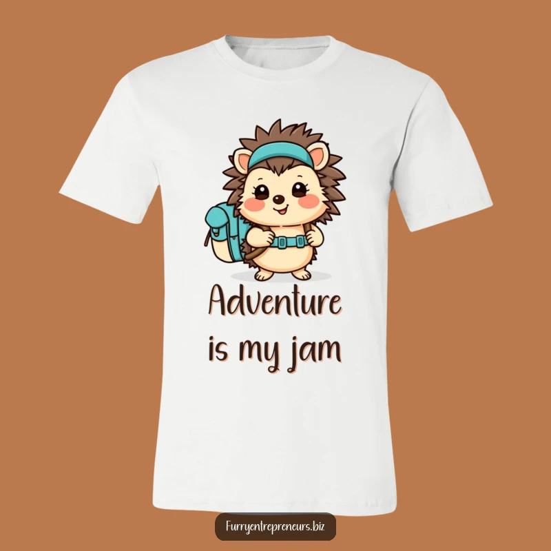 Funny Hedgehog Hiking T-Shirt - Adorable Backpack Character Adventure Tee