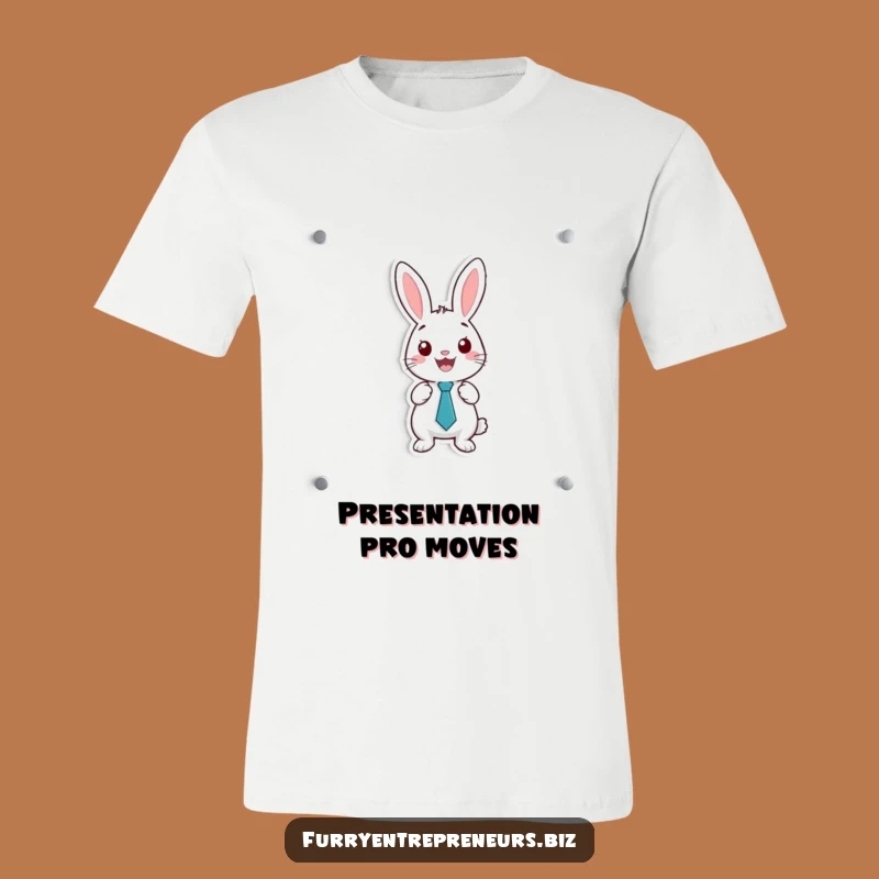 Funny Rabbit Speaker T-Shirt: Tiny Tie Rabbit Whiteboard Presentation, Hilarious Gift!