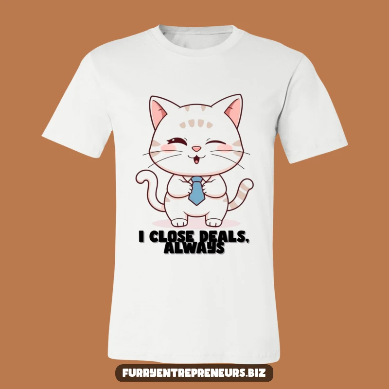 Funny Business Cat T-Shirt: Dapper Feline Handshake Tee, Great Gift!