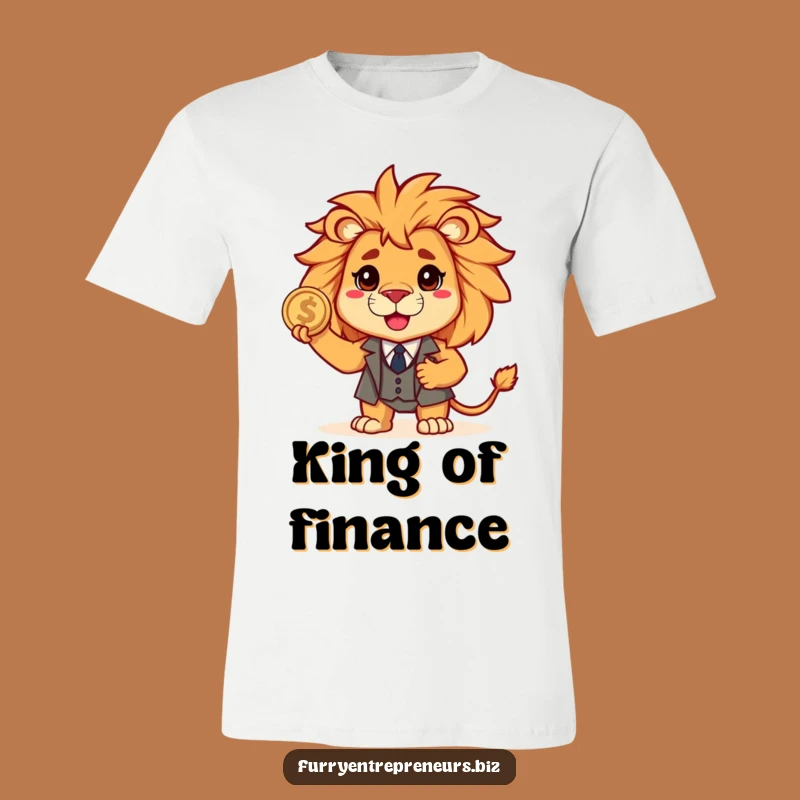 Funny Lion in Suit T-Shirt: Brave Business Beast Holding Coin, Hilarious Gift Idea!