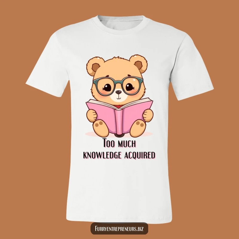 Funny Bear Reading Glasses T-Shirt - Hilarious Bookworm Graphic Tee