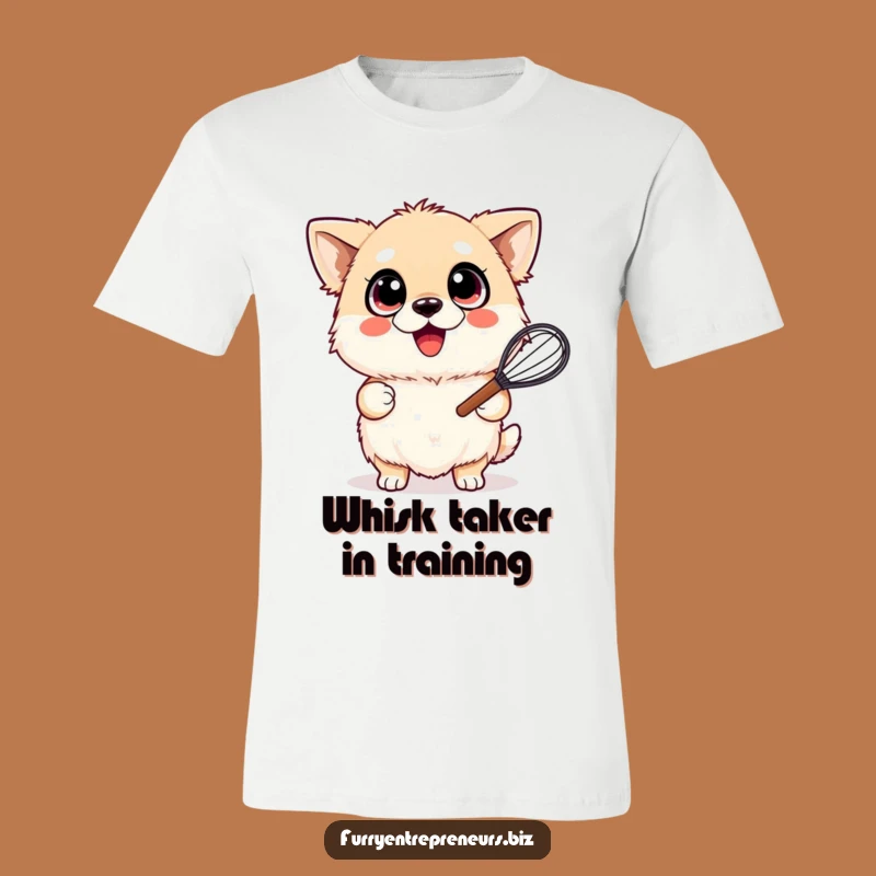 Funny Whisking Dog T-Shirt: Happy Fluffy Pup with Whisk, Ideal Funny Gift for Dog Lovers