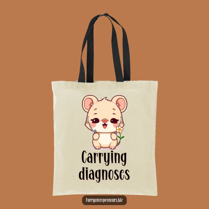 Funny Animal Doctor Tote Bag: Delighted Flower Listening Gift
