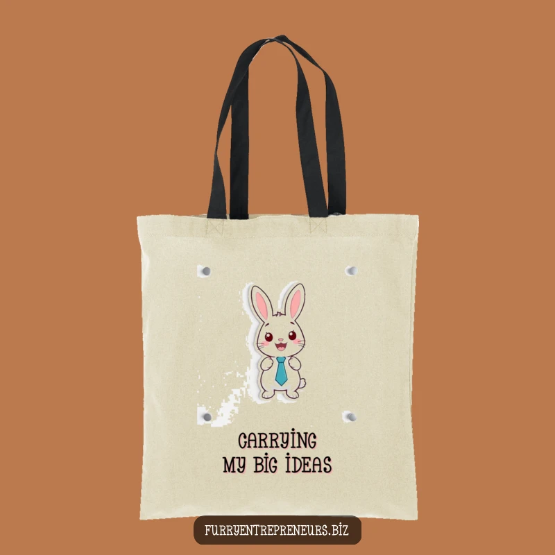 Funny Rabbit Presentation Tote Bag: Tiny Tie Rabbit Whiteboard Design, Great Funny Gift!