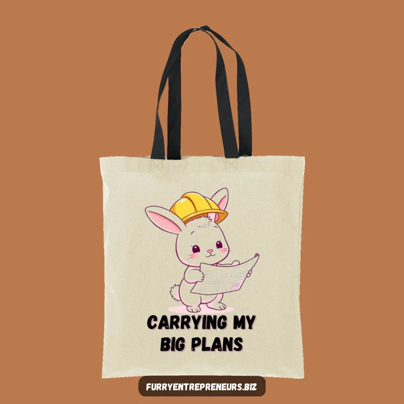 Funny Bunny Builder Tote Bag: Construction Inspector Accessory Gift