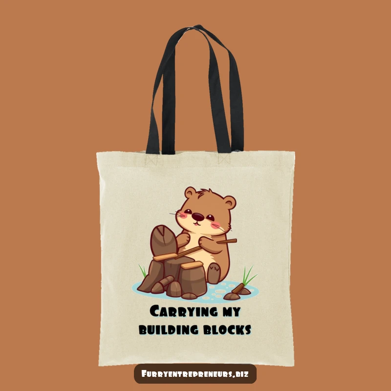 Funny Tote Bag: Beaver's Tiny Dam Construction - Carry Your Projects Gift!