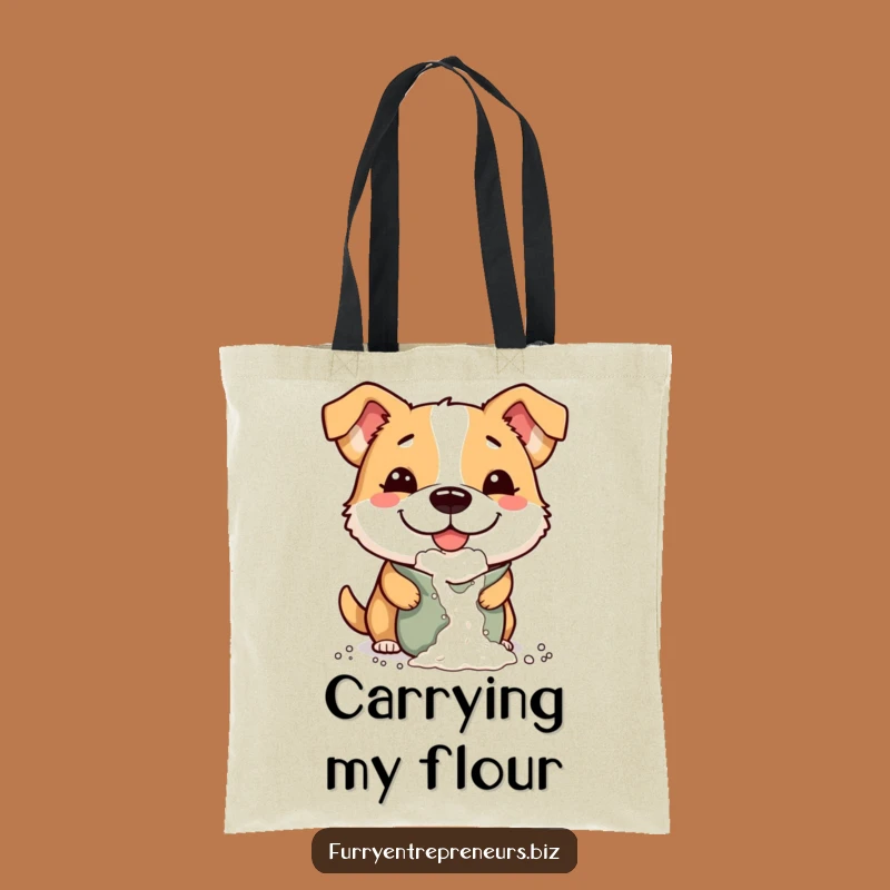 Funny Flour Dog Tote Bag: Durable Mischievous Pup, Practical Funny Gift for Pet Parents