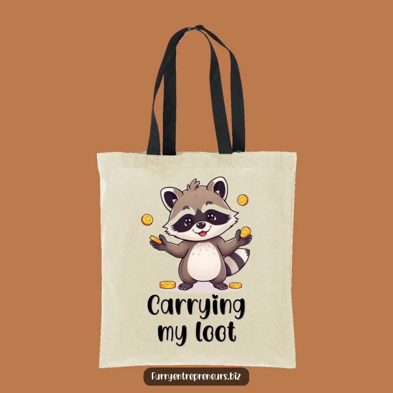 Funny Tote Bag: Raccoon Juggling Coins - Carry Your Treasures Gift!
