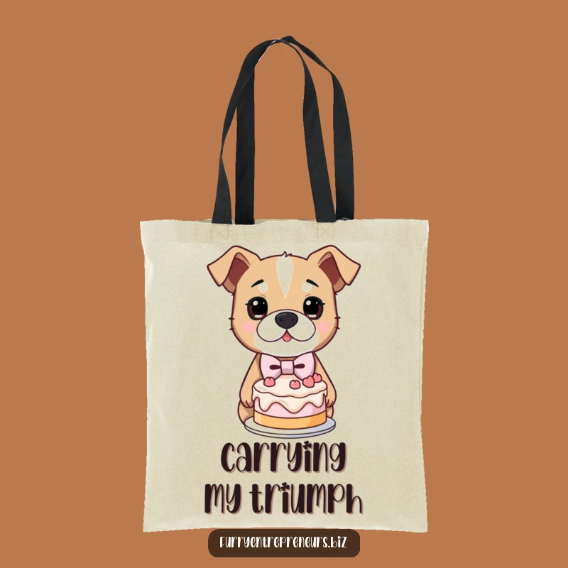 Funny Determined Dog Tote Bag: Lopsided Cake Carrier, Practical Funny Gift for Dog Moms