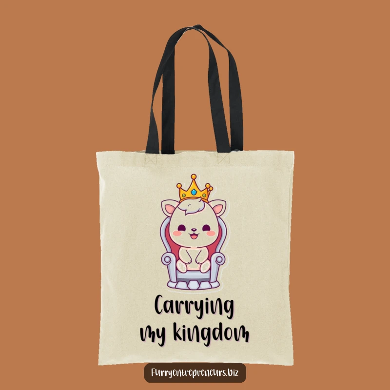 Funny Animal King Tote Bag: Smiling Royal Character Gift