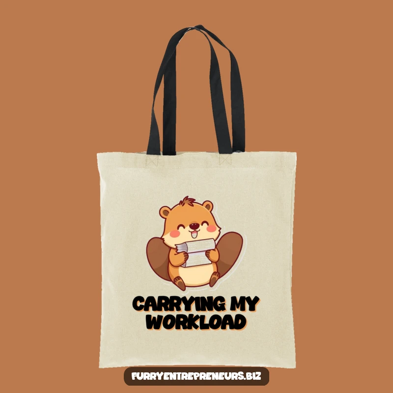 Funny Beaver Paper Stack Tote Bag - Office Humor for Carrying Files