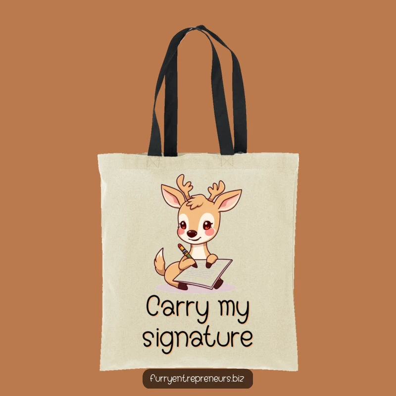Funny Deer Signing Document Tote Bag: Hilarious Accessory for Daily Tasks