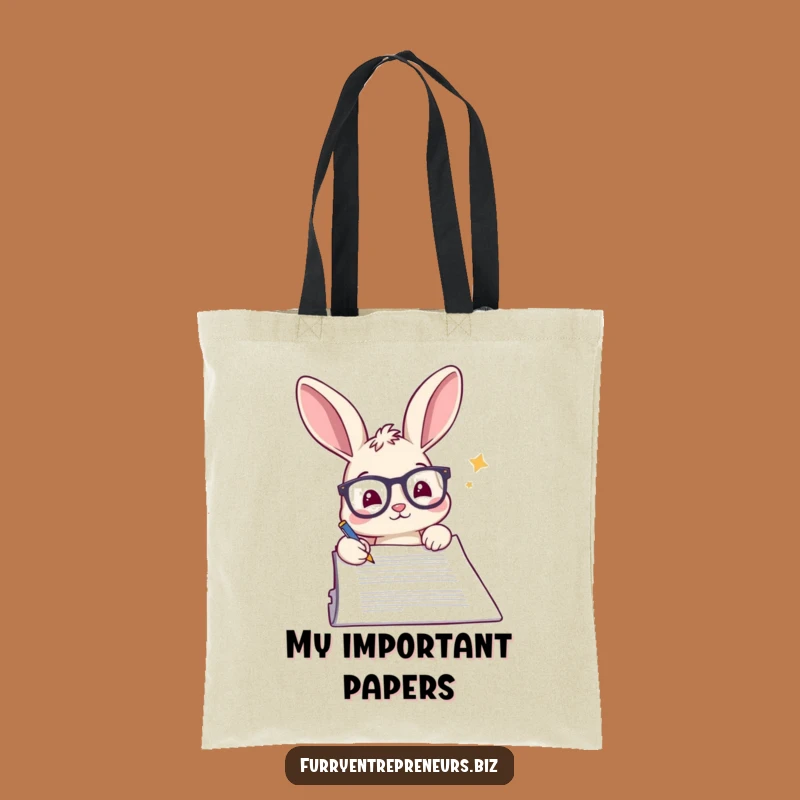 Funny Rabbit Glasses Document Tote Bag: Carry the Paperwork!