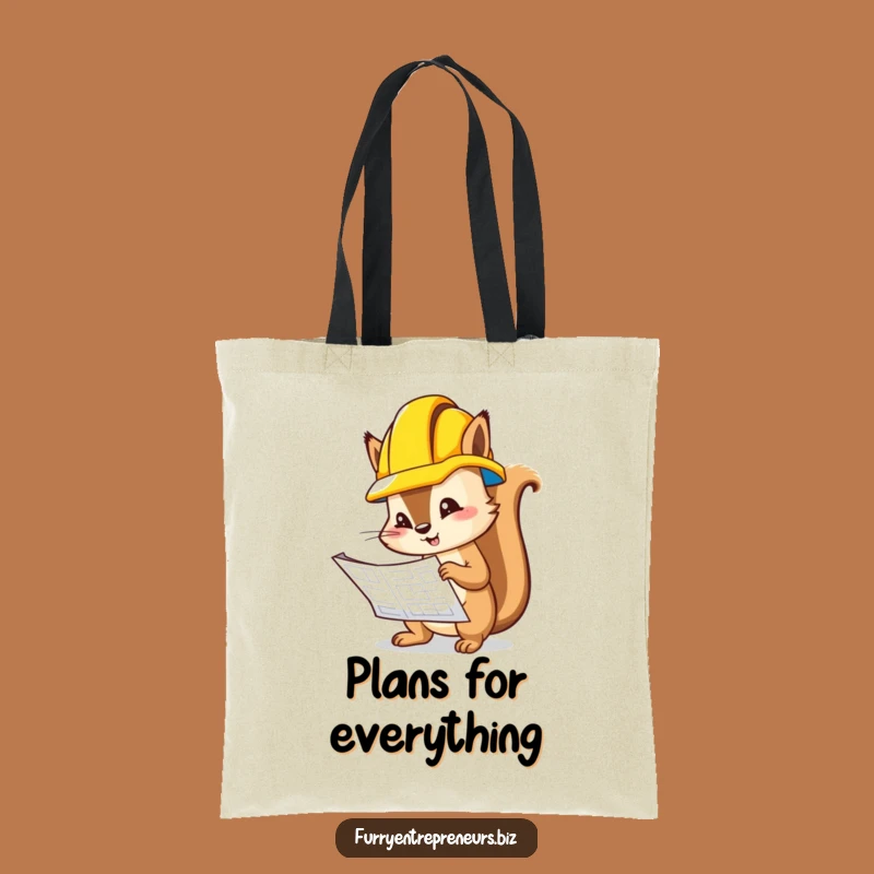 Funny Squirrel Blueprint Tote Bag: Quirky Inspector Gift for Eco-Conscious Builders
