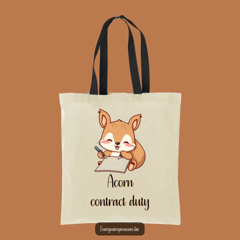Funny Squirrel Signing Tote Bag: Carry Your Essentials with Hilarious Professionalism