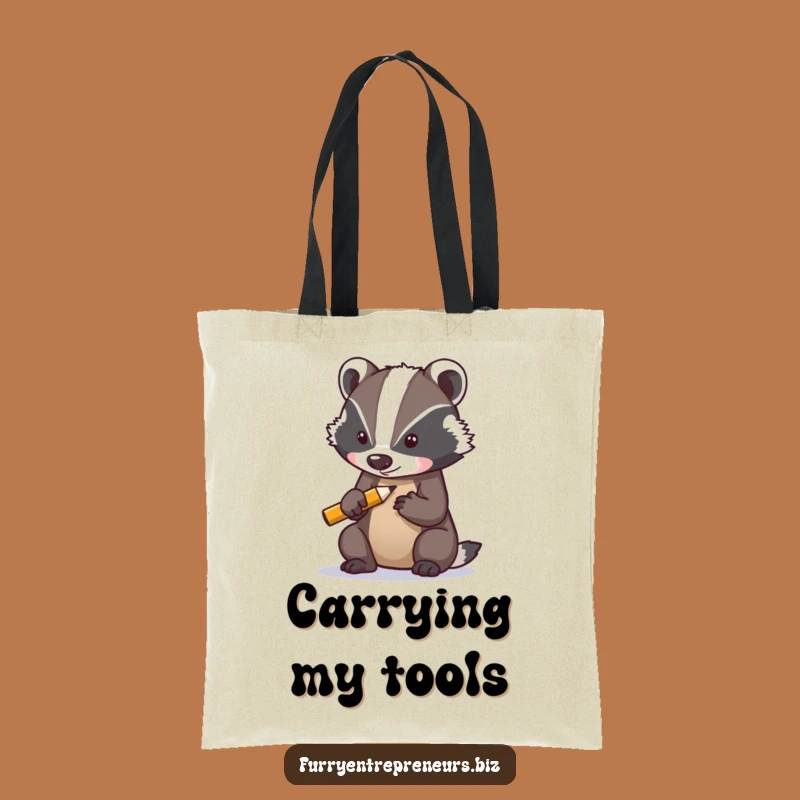 Funny Tote Bag: Badger Sharpening Pencil - Carry Your Tools Gift!