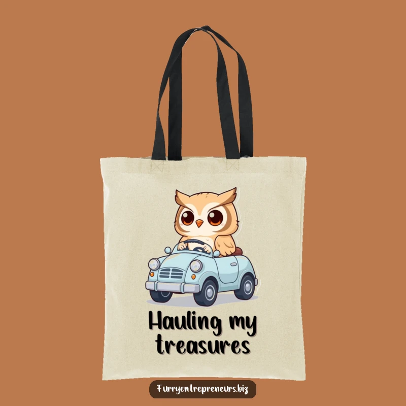 Funny Owl Driving Car Tote Bag - Cute Animal Accessory for Errands